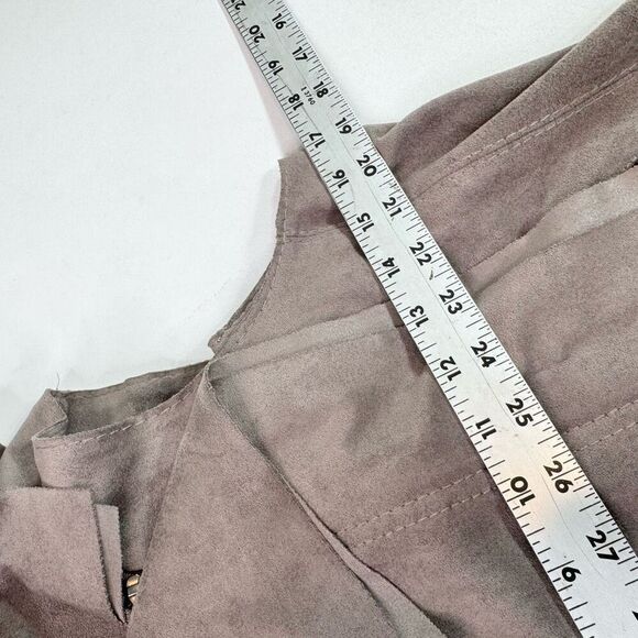 BCBGMaxAzria Vest Womens Medium Fabian DArk Gray Faux Suede Moto Assymettrical - Picture 4 of 8